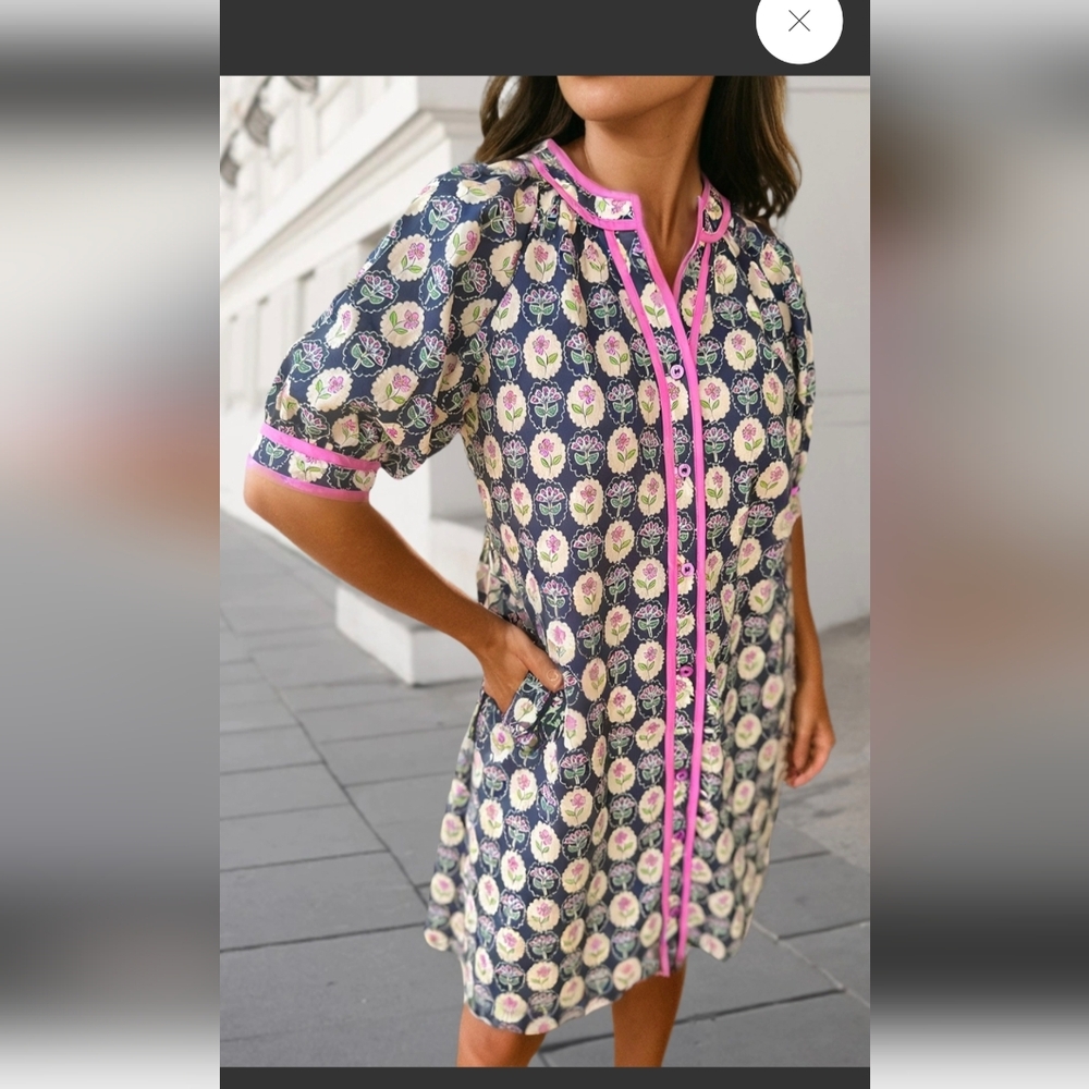 Floral Mini Dress with Pink Accents